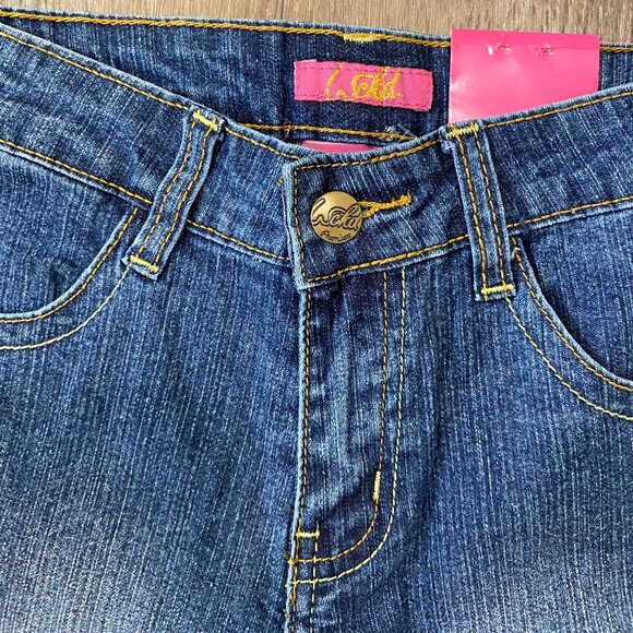 Wicked Girls Flared Denim bling Jeans With "Rocked" Design Size 8 NWT - Picture 2 of 7